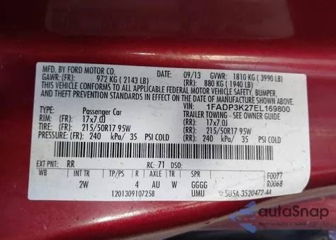 2014 Ford Focus Se z USA, uszkodzony, nr VIN 1FADP3K27EL169800